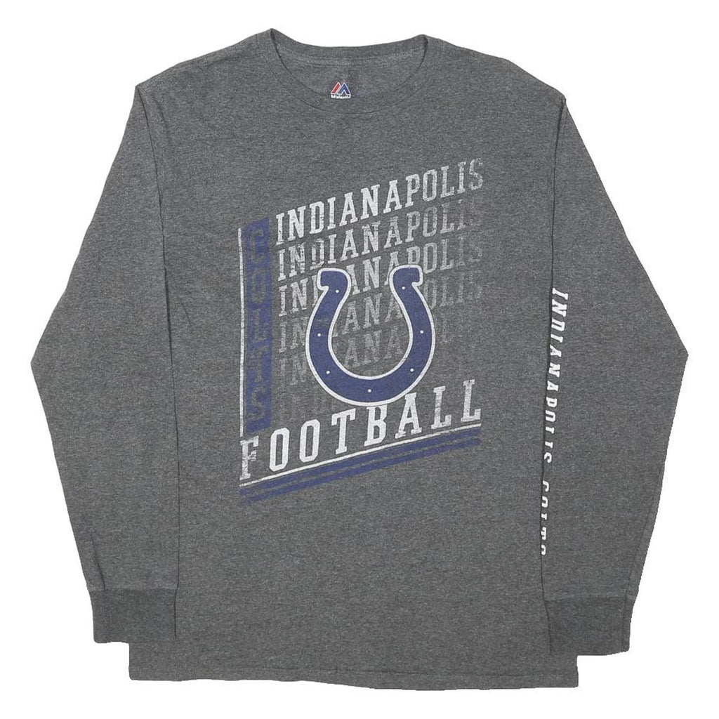 MAJESTIC Mens Grey Indianapolis Colts Football Long Sleeve Crew Neck T-Shirt M