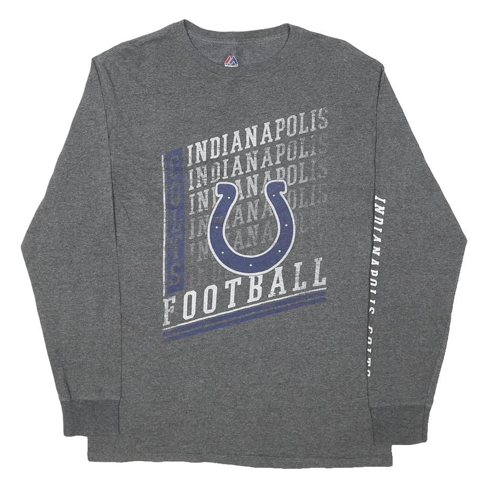 MAJESTIC Mens Grey Indianapolis Colts Football Long Sleeve Crew Neck T-Shirt M