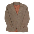 LARRY LEVINE Womens Brown Wool Check Single Breasted Blazer Jacket S Wool