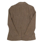 LARRY LEVINE Womens Brown Wool Check Single Breasted Blazer Jacket S Wool