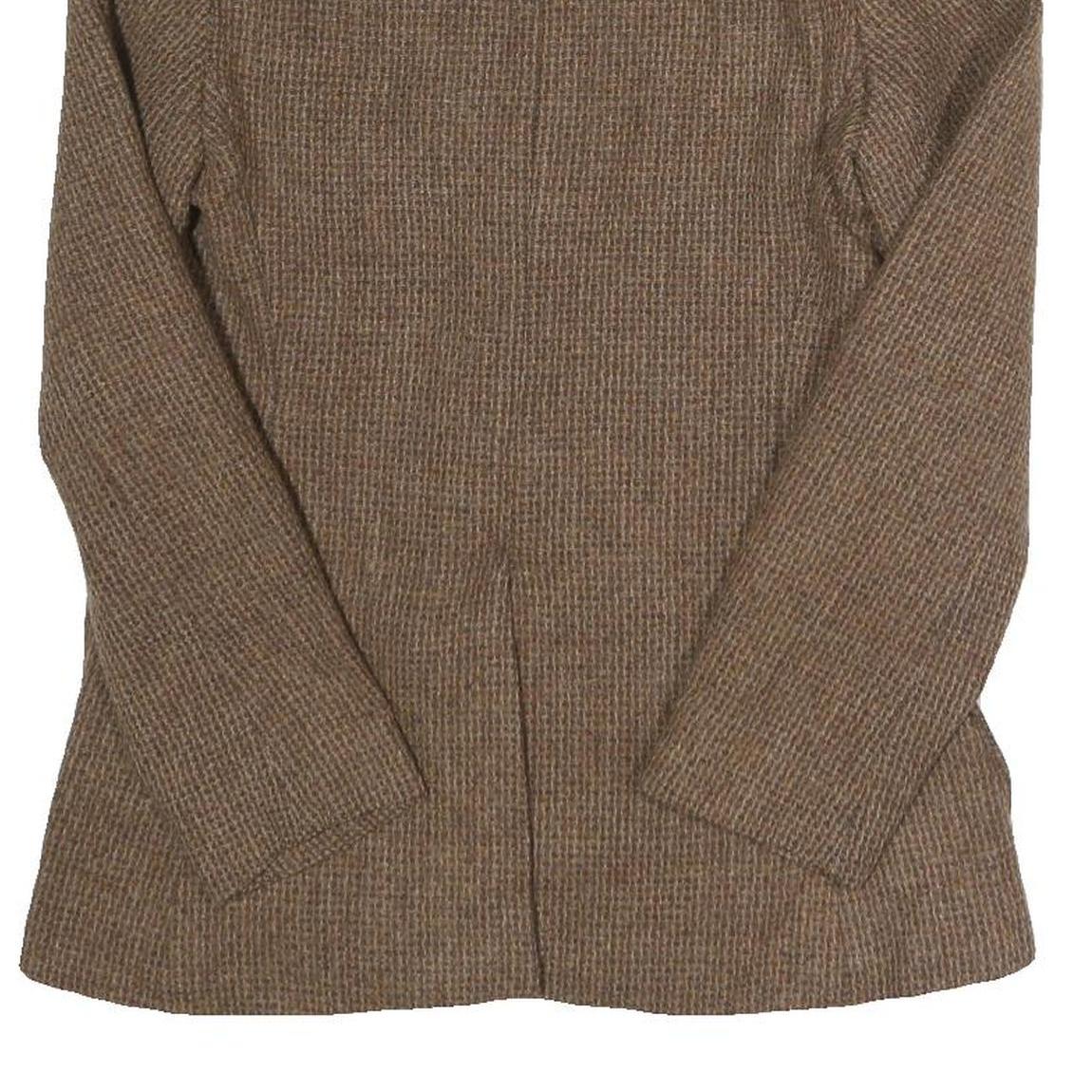 LARRY LEVINE Womens Brown Wool Check Single Breasted Blazer Jacket S Wool