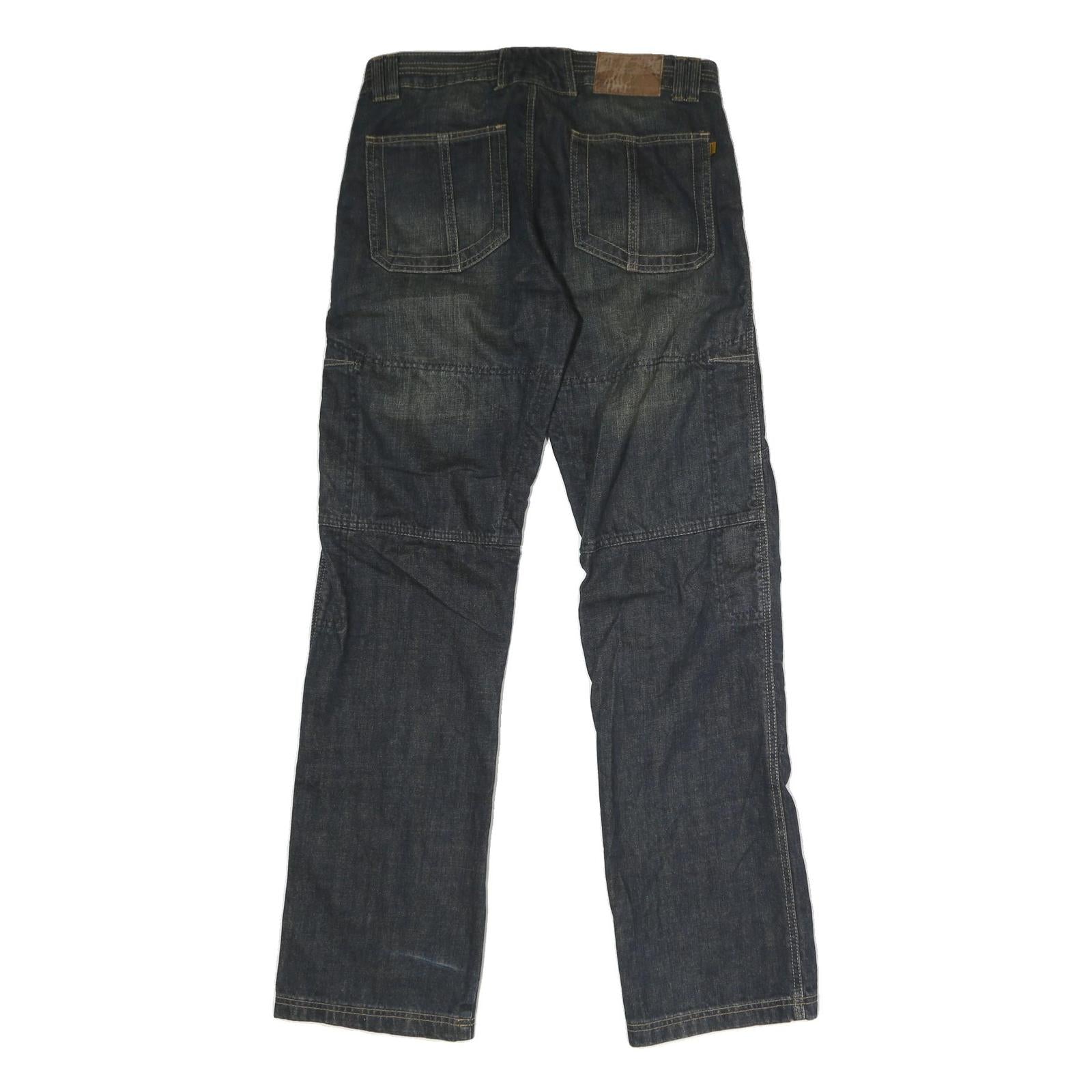AJAYS Mens Cotton Blue Regular Straight Denim W32 L34 Zip Jeans Casual Wear
