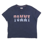 TOMMY JEANS Womens Navy Blue Graphic T-Shirt L Short Sleeve Crew Neck