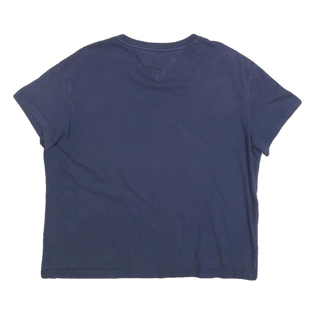 TOMMY JEANS Womens Navy Blue Graphic T-Shirt L Short Sleeve Crew Neck