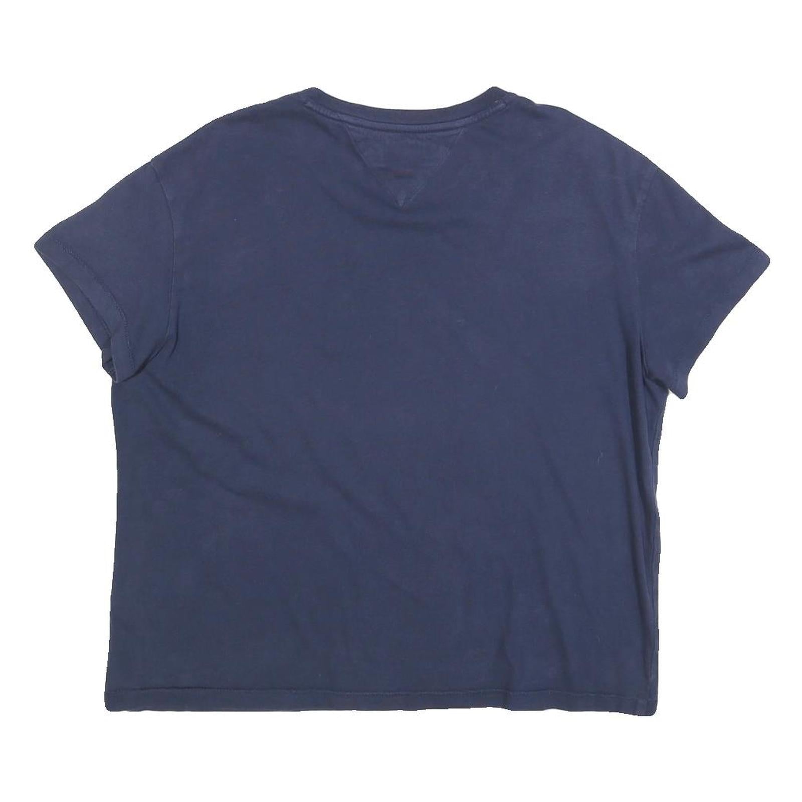 TOMMY JEANS Womens Navy Blue Graphic T-Shirt L Short Sleeve Crew Neck