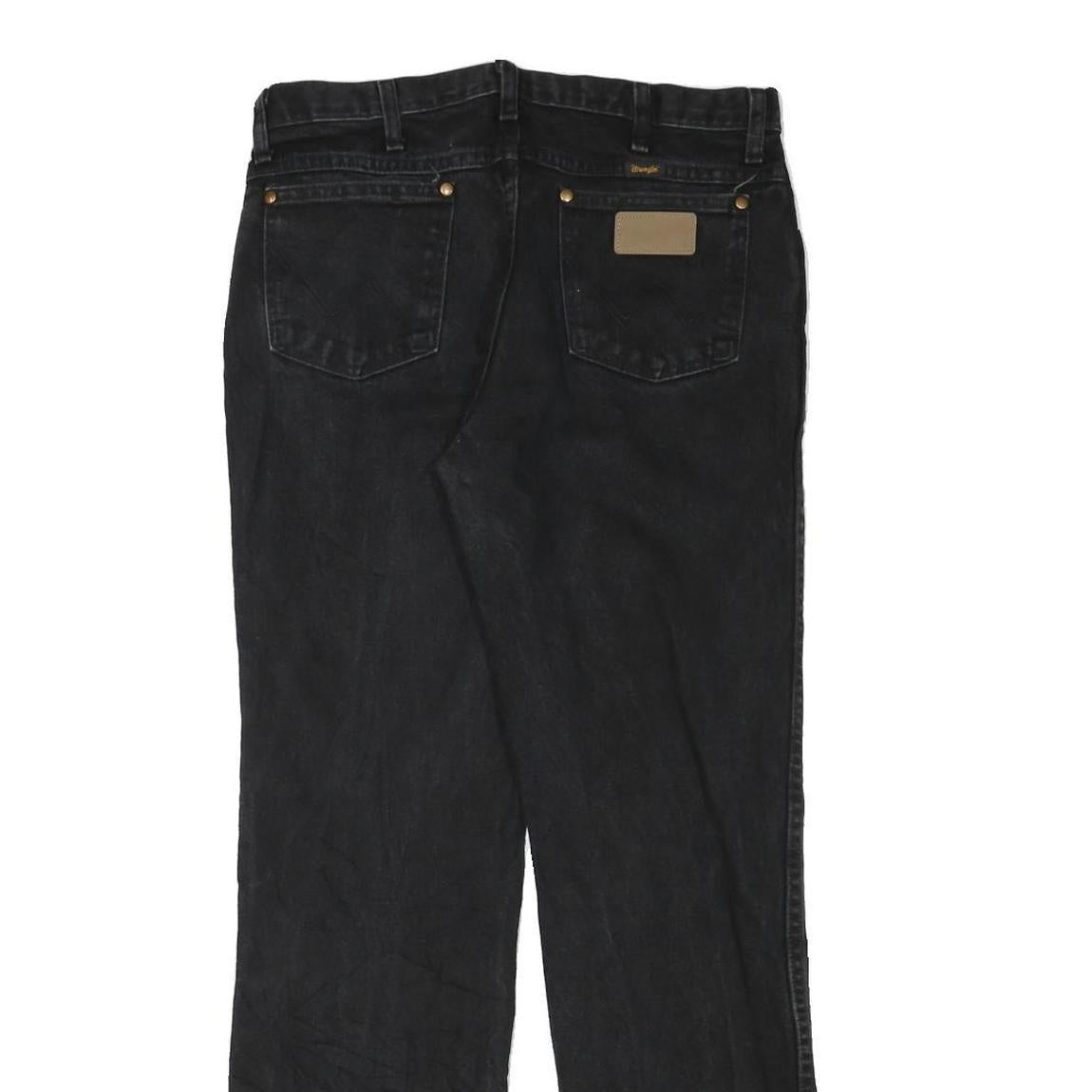 WRANGLER Mens Black Regular Fit Straight Denim W31 L31 Cotton Blend Zip Jeans