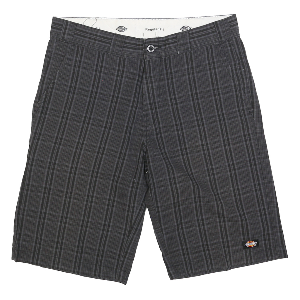 DICKIES Mens Shorts Grey Casual M W34 Plaid Cotton Blend Regular Fit