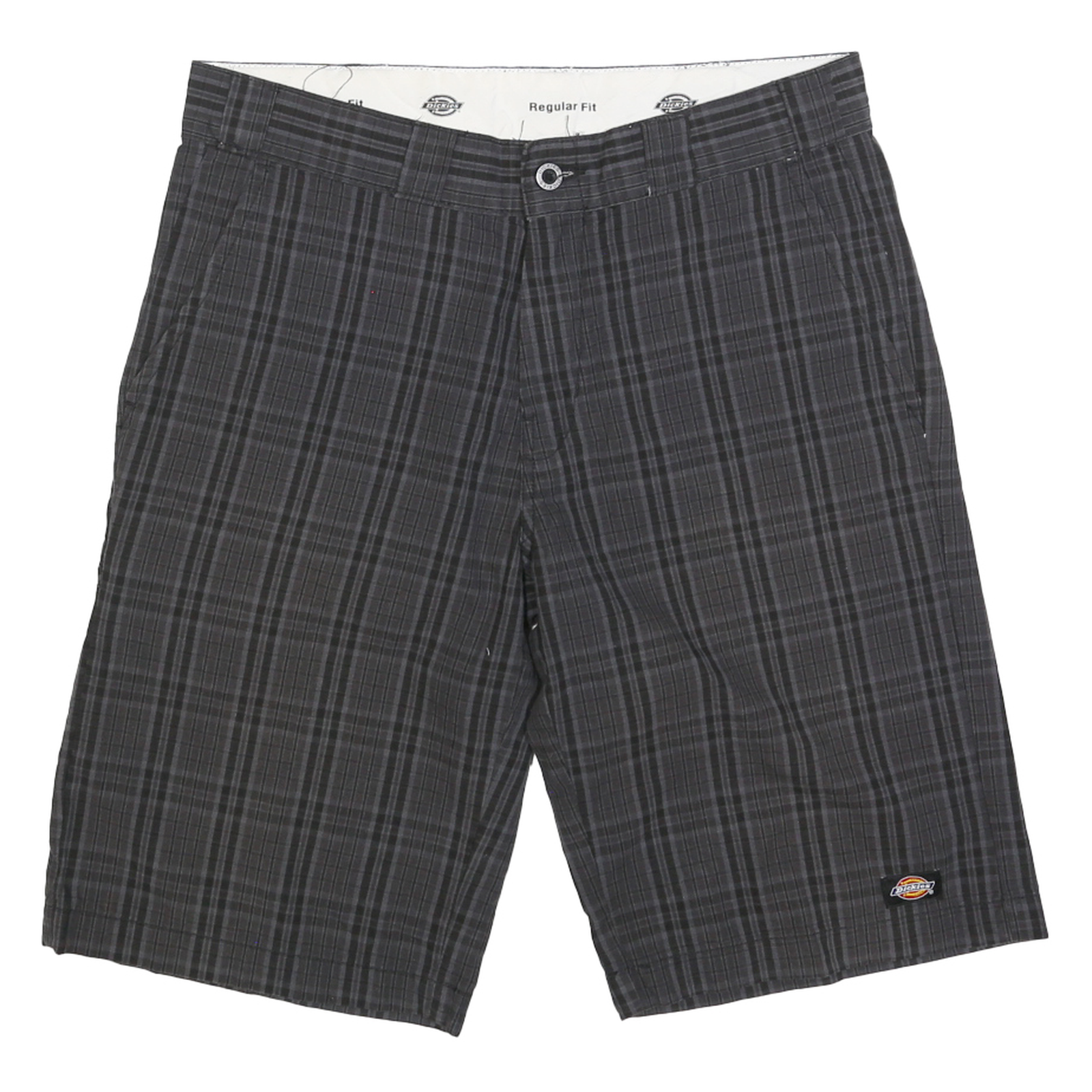 DICKIES Mens Shorts Grey Casual M W34 Plaid Cotton Blend Regular Fit