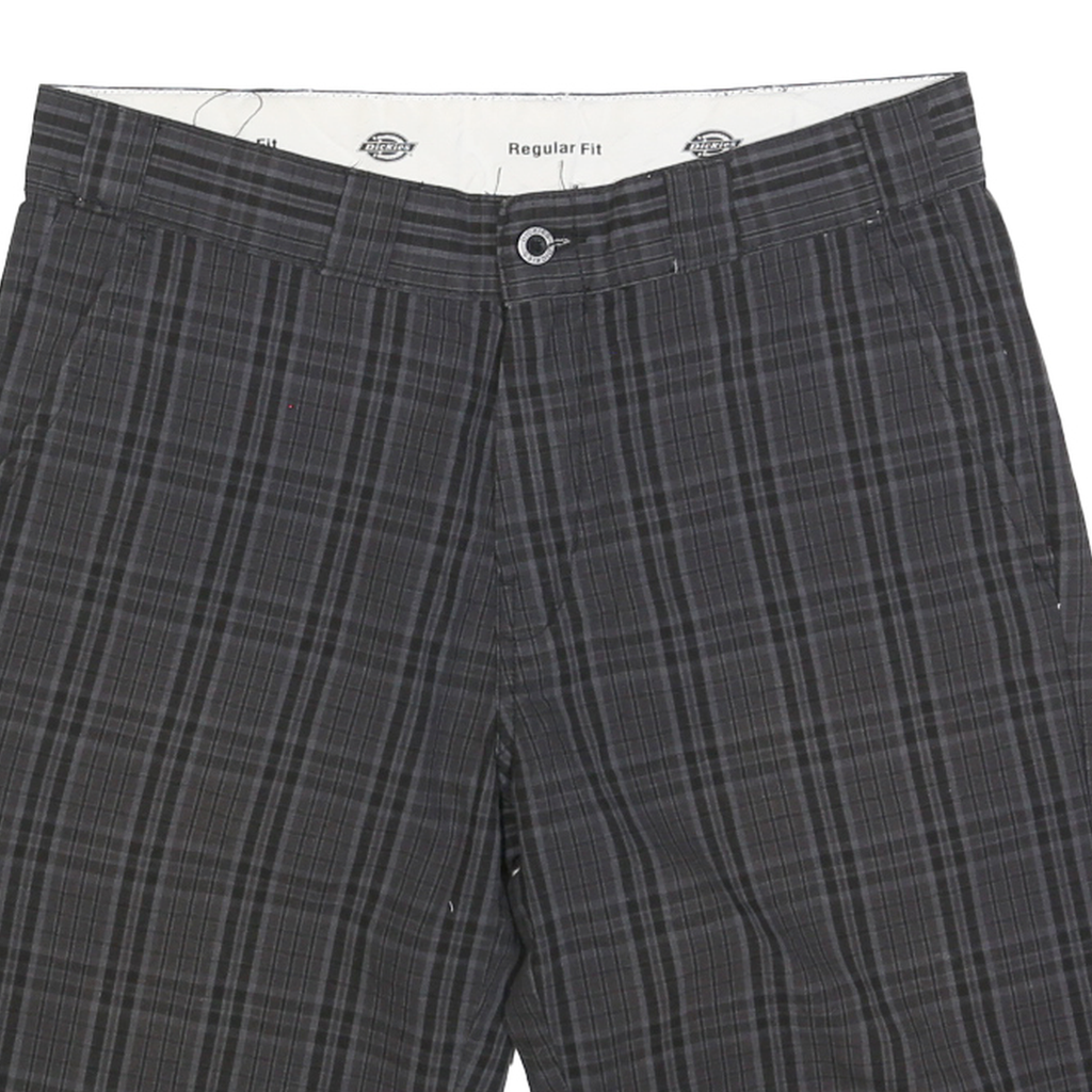 DICKIES Mens Shorts Grey Casual M W34 Plaid Cotton Blend Regular Fit