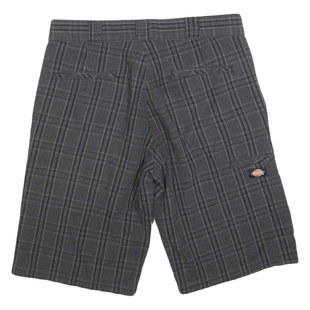 DICKIES Mens Shorts Grey Casual M W34 Plaid Cotton Blend Regular Fit