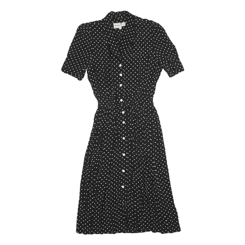 KARIN STEVENS Womens Black & White Polka Dot Day Dress Polyester Blend Short
