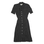 KARIN STEVENS Womens Black & White Polka Dot Day Dress Polyester Blend Short