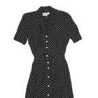 KARIN STEVENS Womens Black & White Polka Dot Day Dress Polyester Blend Short