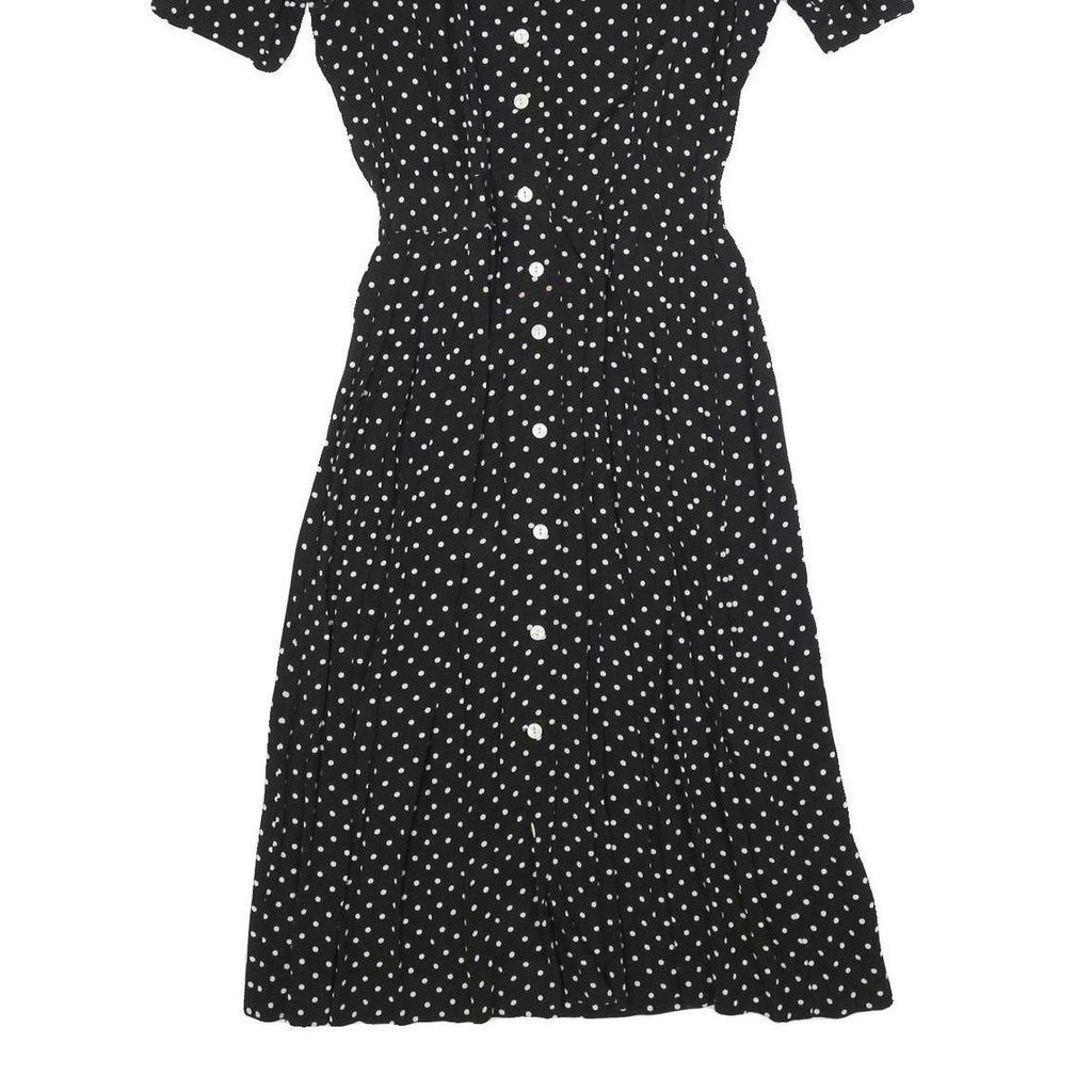 KARIN STEVENS Womens Black & White Polka Dot Day Dress Polyester Blend Short