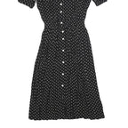 KARIN STEVENS Womens Black & White Polka Dot Day Dress Polyester Blend Short