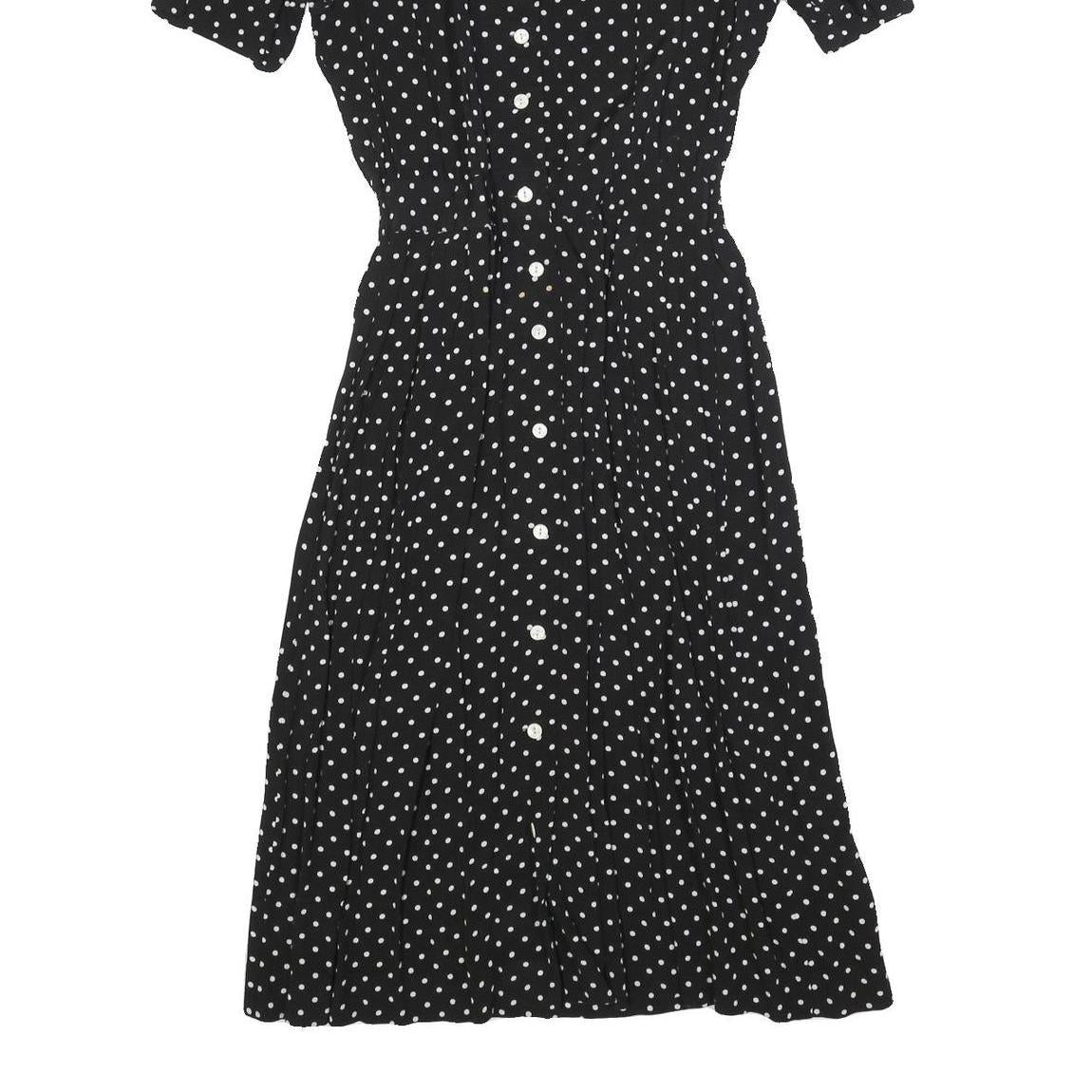 KARIN STEVENS Womens Black & White Polka Dot Day Dress Polyester Blend Short