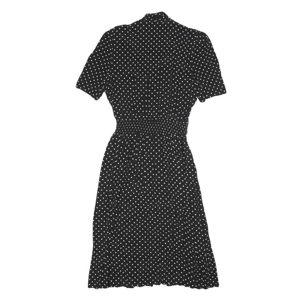 KARIN STEVENS Womens Black & White Polka Dot Day Dress Polyester Blend Short