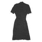 KARIN STEVENS Womens Black & White Polka Dot Day Dress Polyester Blend Short