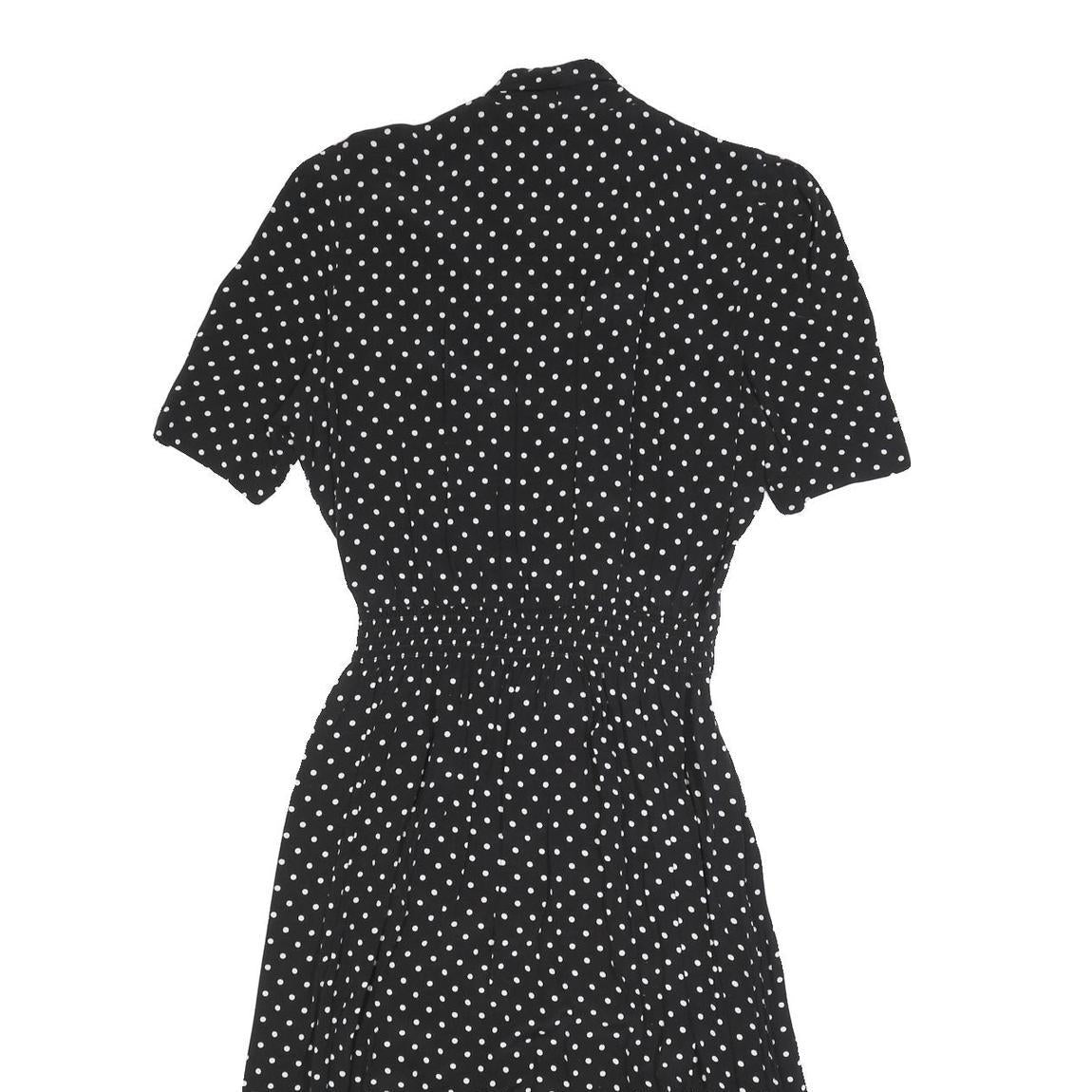 KARIN STEVENS Womens Black & White Polka Dot Day Dress Polyester Blend Short