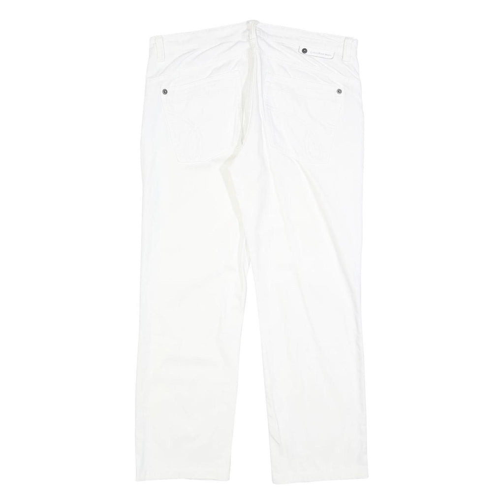 CALVIN KLEIN JEANS Womens White Regular Straight Denim W34 L28 Zip Cotton Blend