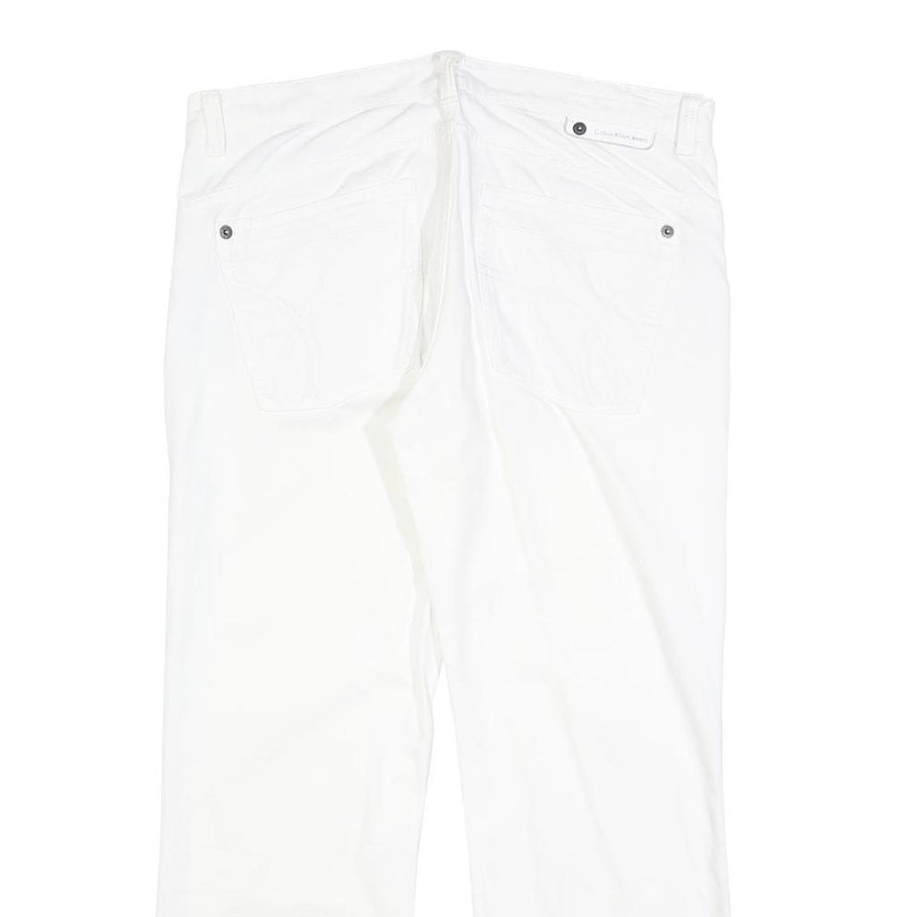 CALVIN KLEIN JEANS Womens White Regular Straight Denim W34 L28 Zip Cotton Blend