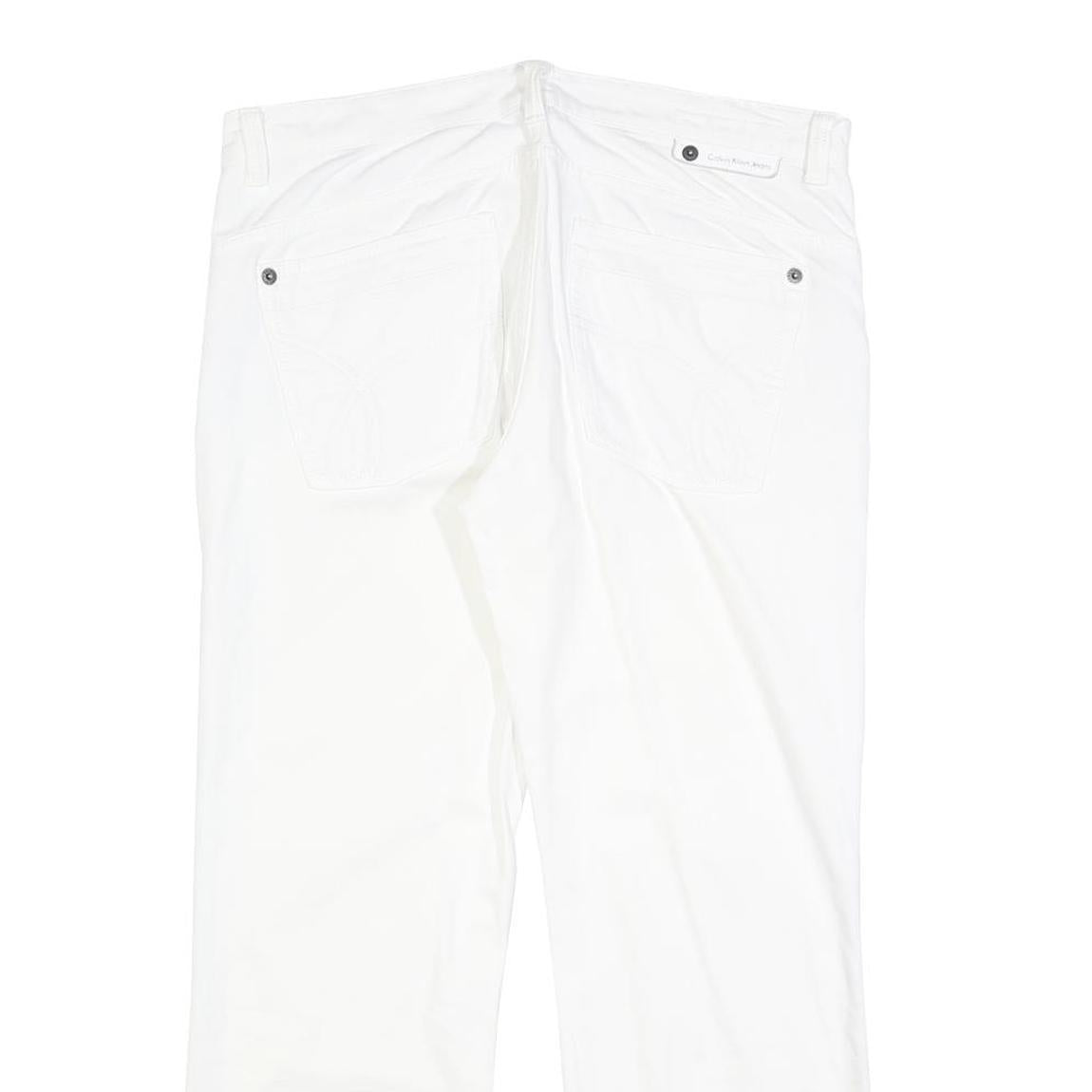 CALVIN KLEIN JEANS Womens White Regular Straight Denim W34 L28 Zip Cotton Blend