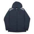 Mens Blue Outdoor Polyester Woven Hooded Jacket L Zip Stand-Up Collar Plain