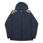 Mens Blue Outdoor Polyester Woven Hooded Jacket L Zip Stand-Up Collar Plain