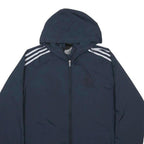 Mens Blue Outdoor Polyester Woven Hooded Jacket L Zip Stand-Up Collar Plain