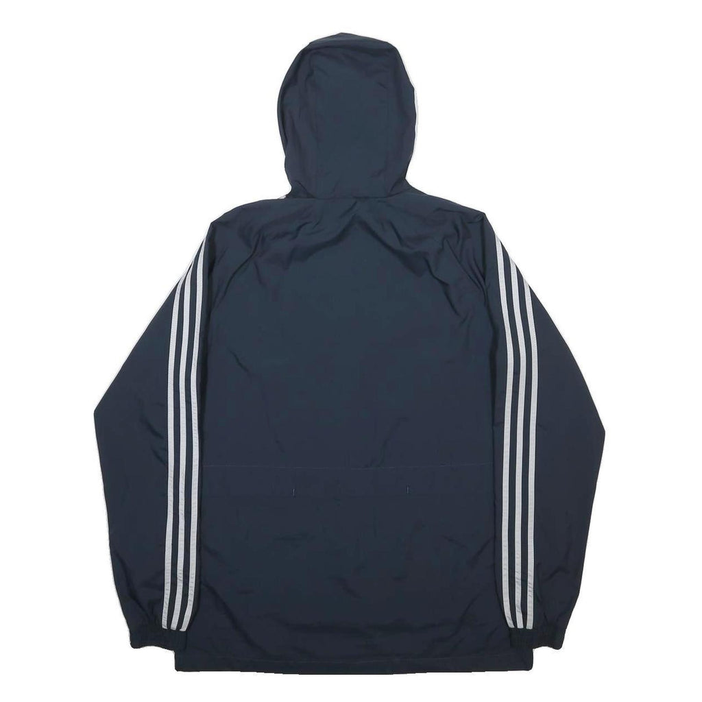 Mens Blue Outdoor Polyester Woven Hooded Jacket L Zip Stand-Up Collar Plain