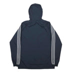 Mens Blue Outdoor Polyester Woven Hooded Jacket L Zip Stand-Up Collar Plain