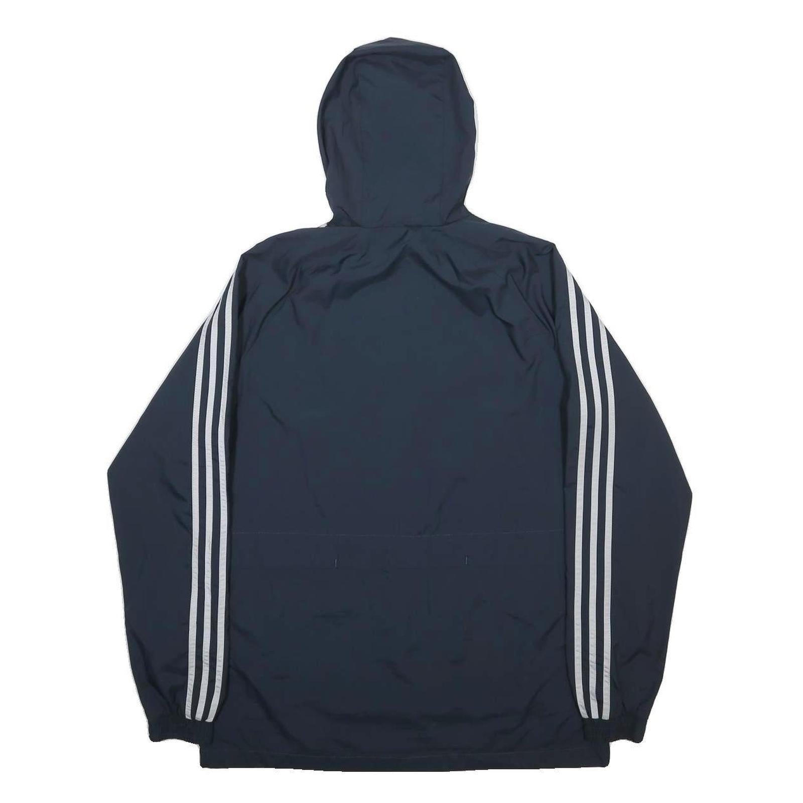 Mens Blue Outdoor Polyester Woven Hooded Jacket L Zip Stand-Up Collar Plain
