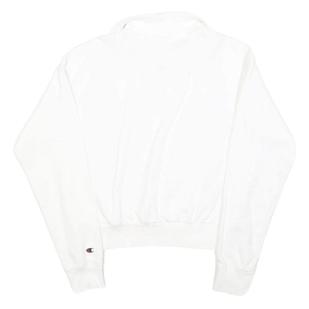 CHAMPION Womens White 1/4 Zip Sweatshirt M Cotton Blend Casual Pullover