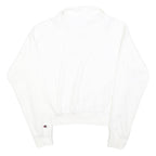 CHAMPION Womens White 1/4 Zip Sweatshirt M Cotton Blend Casual Pullover