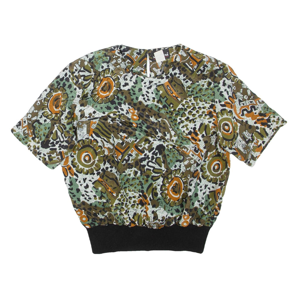 NOTATIONS Womens Printed Top Green Crazy Pattern M
