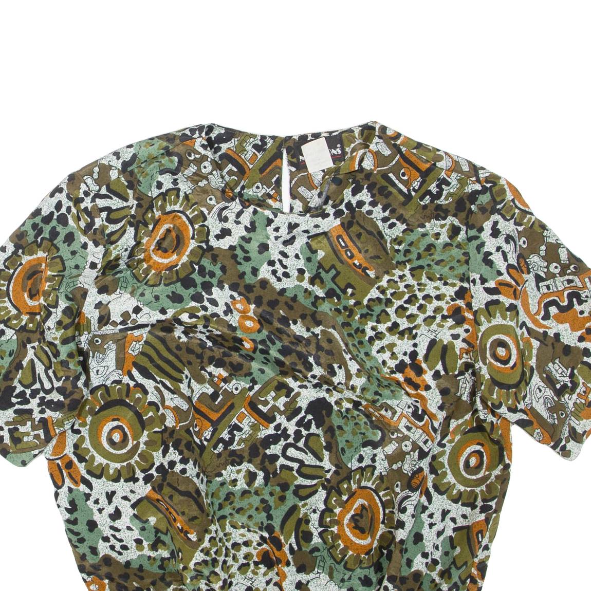NOTATIONS Womens Printed Top Green Crazy Pattern M