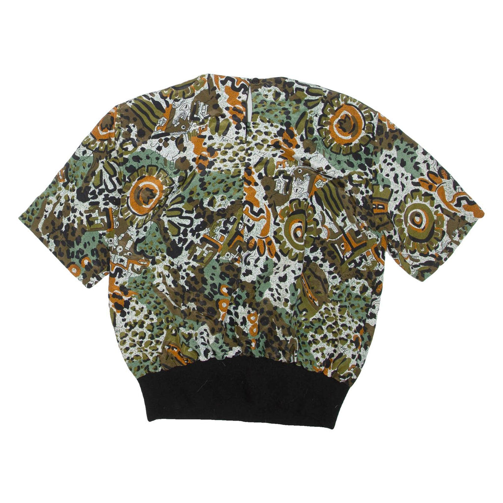 NOTATIONS Womens Printed Top Green Crazy Pattern M