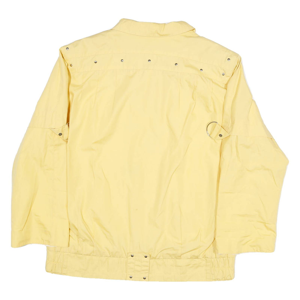 Womens Yellow Coach Jacket UK 12 Polyester Blend Woven Plain Button Long Sleeve