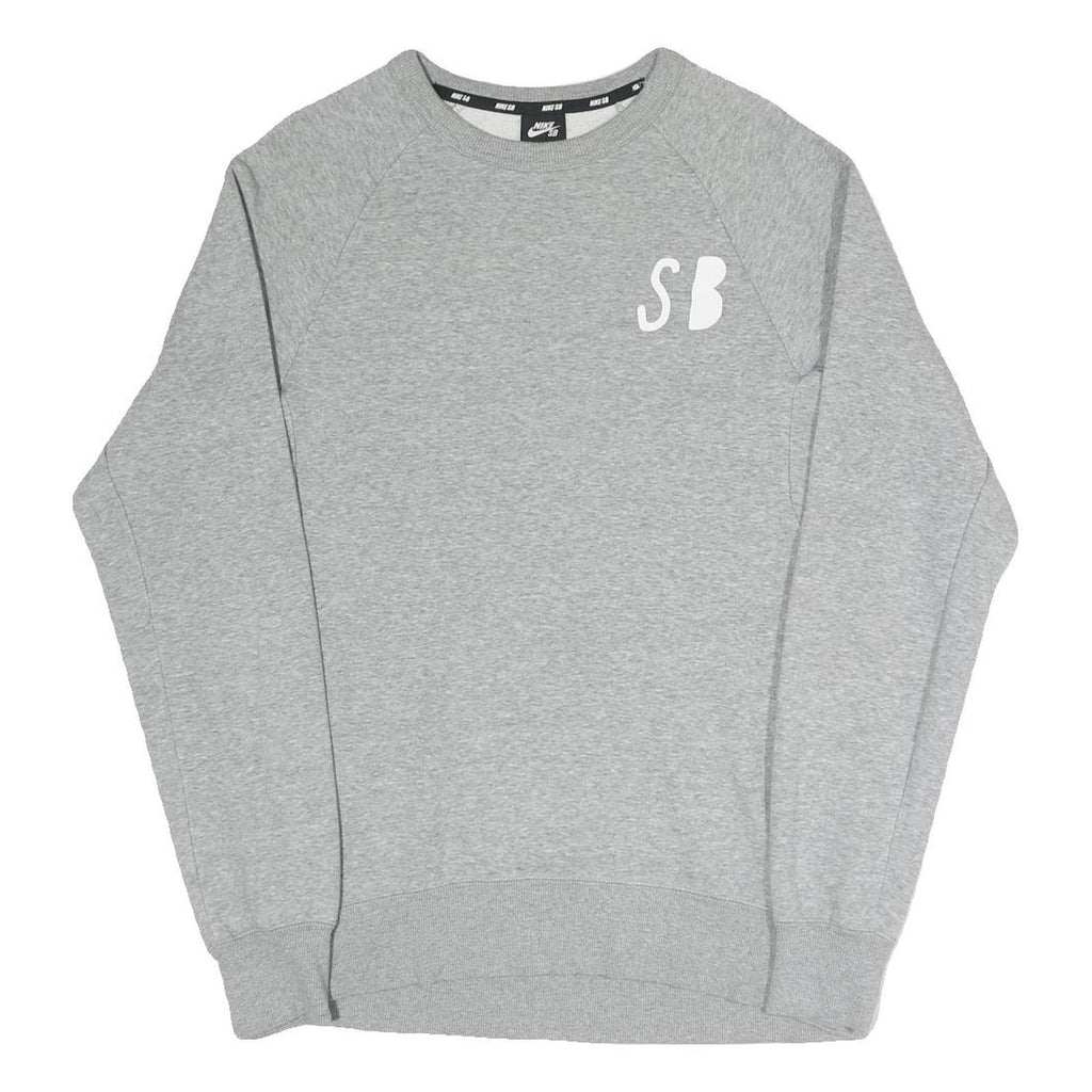 NIKE SB Mens Grey Sweatshirt Crew Neck S Cotton Blend Casual Pullover