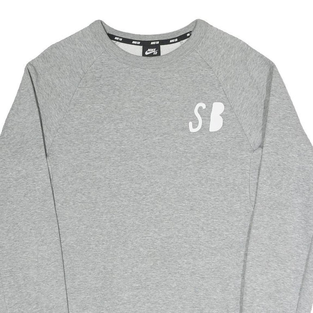 NIKE SB Mens Grey Sweatshirt Crew Neck S Cotton Blend Casual Pullover