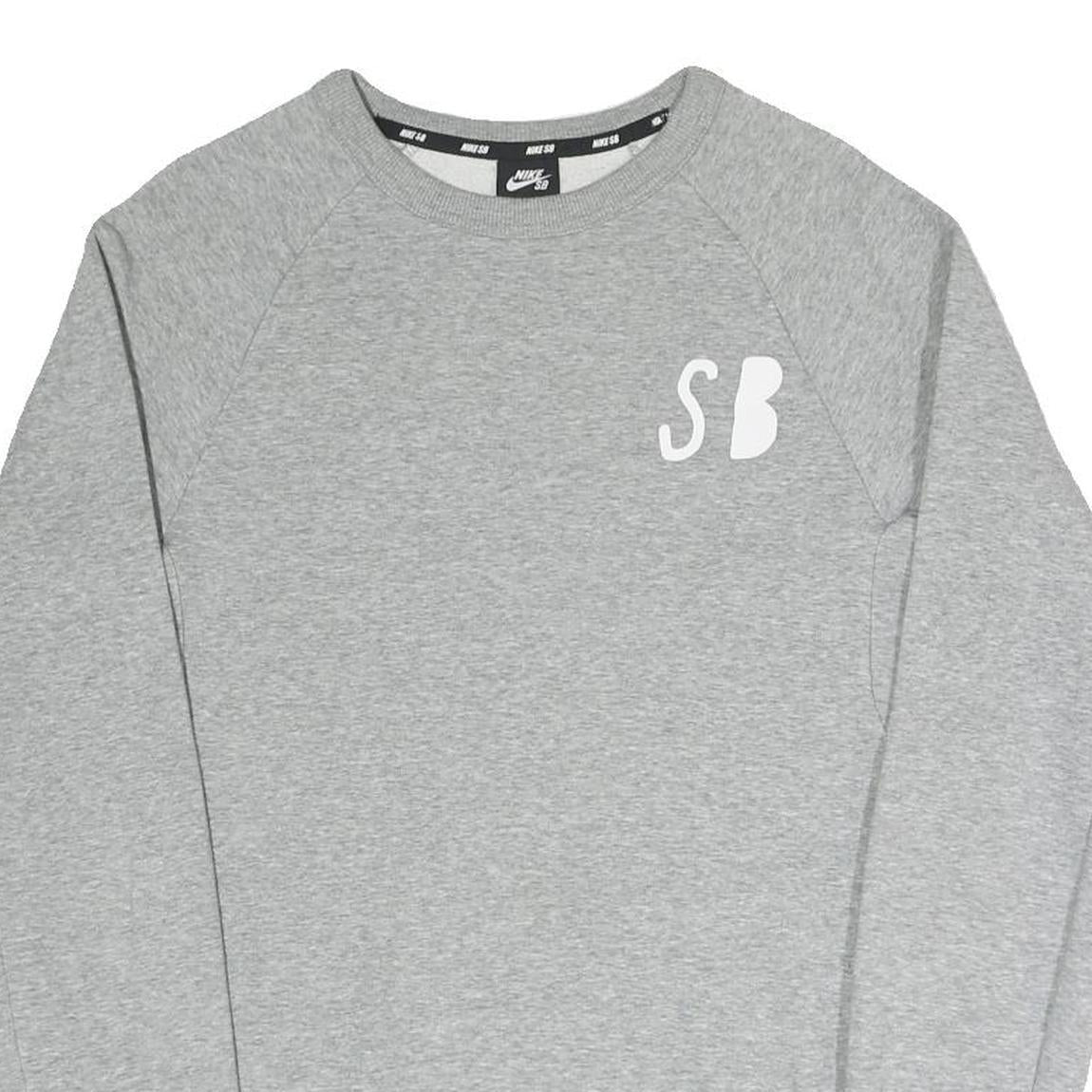 NIKE SB Mens Grey Sweatshirt Crew Neck S Cotton Blend Casual Pullover