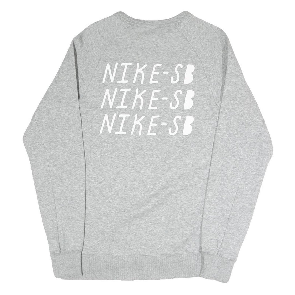NIKE SB Mens Grey Sweatshirt Crew Neck S Cotton Blend Casual Pullover