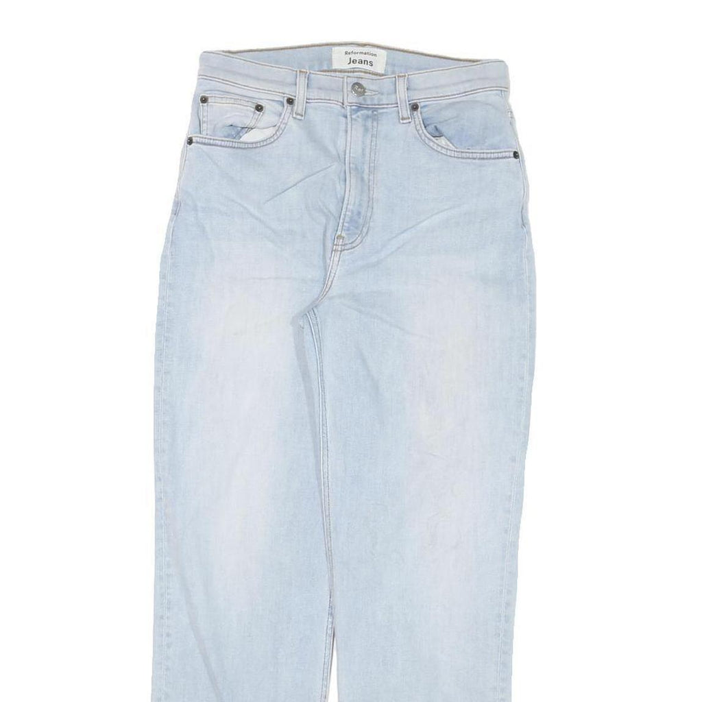 REFORMATION Womens Jeans Blue Regular Straight Denim Light W26 L27 Zip Cotton