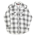 WRANGLER Mens White & Grey Checked Western Shirt M Cotton Blend Long Sleeve