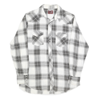 WRANGLER Mens White & Grey Checked Western Shirt M Cotton Blend Long Sleeve