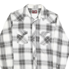 WRANGLER Mens White & Grey Checked Western Shirt M Cotton Blend Long Sleeve