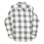 WRANGLER Mens White & Grey Checked Western Shirt M Cotton Blend Long Sleeve