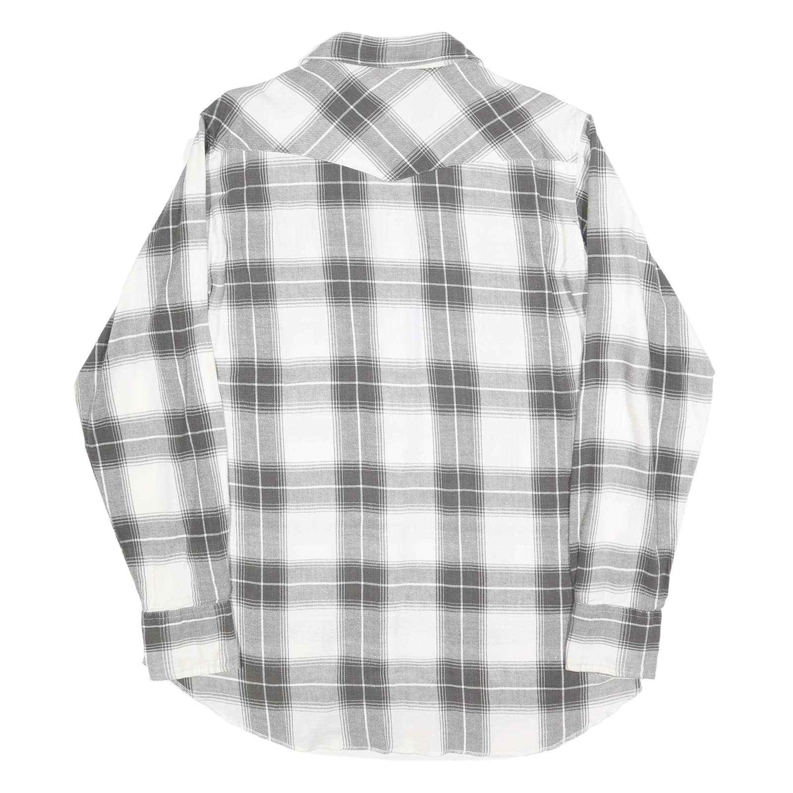 WRANGLER Mens White & Grey Checked Western Shirt M Cotton Blend Long Sleeve