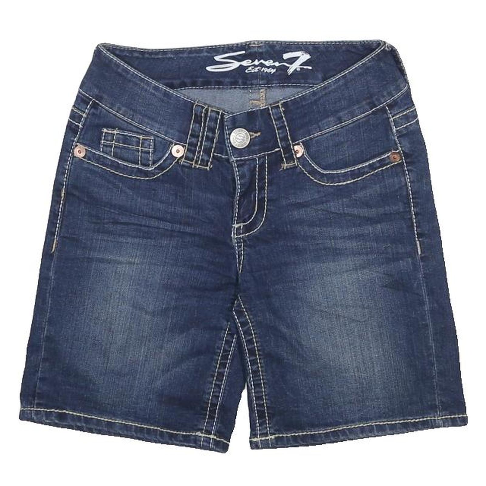 SEVEN7 Womens Shorts Blue Denim Casual S W26 Classic Cotton Blend Comfortable