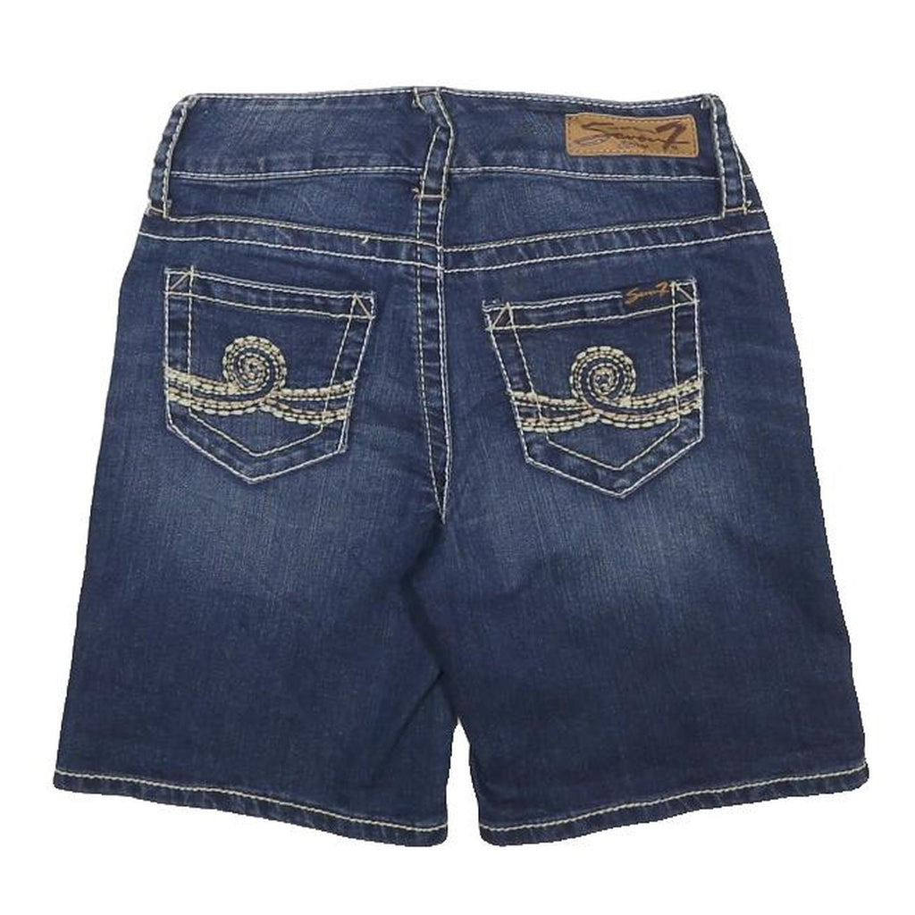 SEVEN7 Womens Shorts Blue Denim Casual S W26 Classic Cotton Blend Comfortable